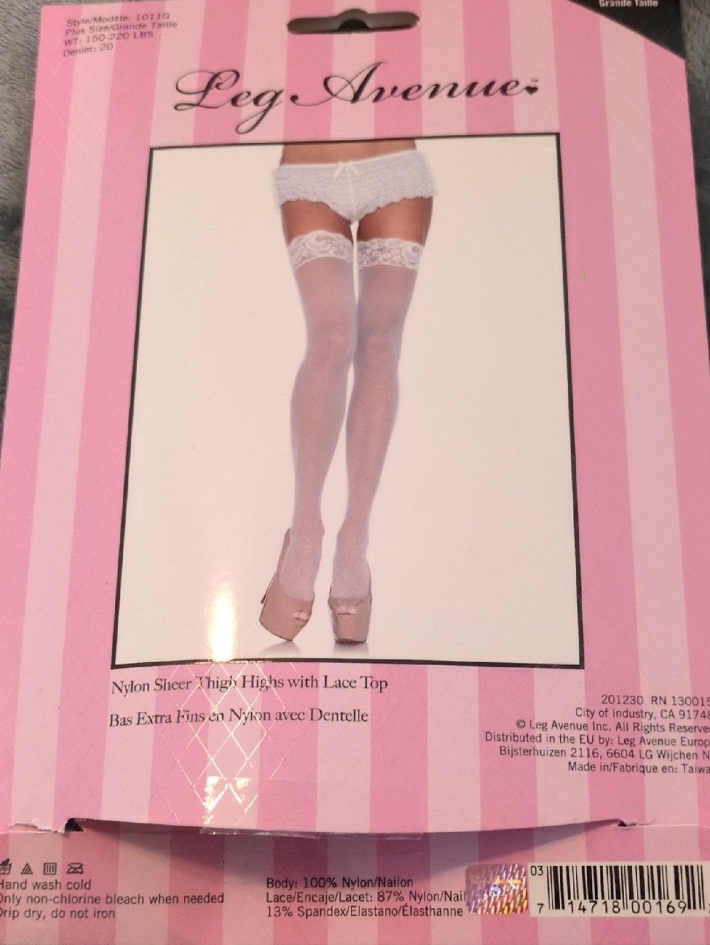 Leg Avenue White Sheer Lace-Top Thigh Highs